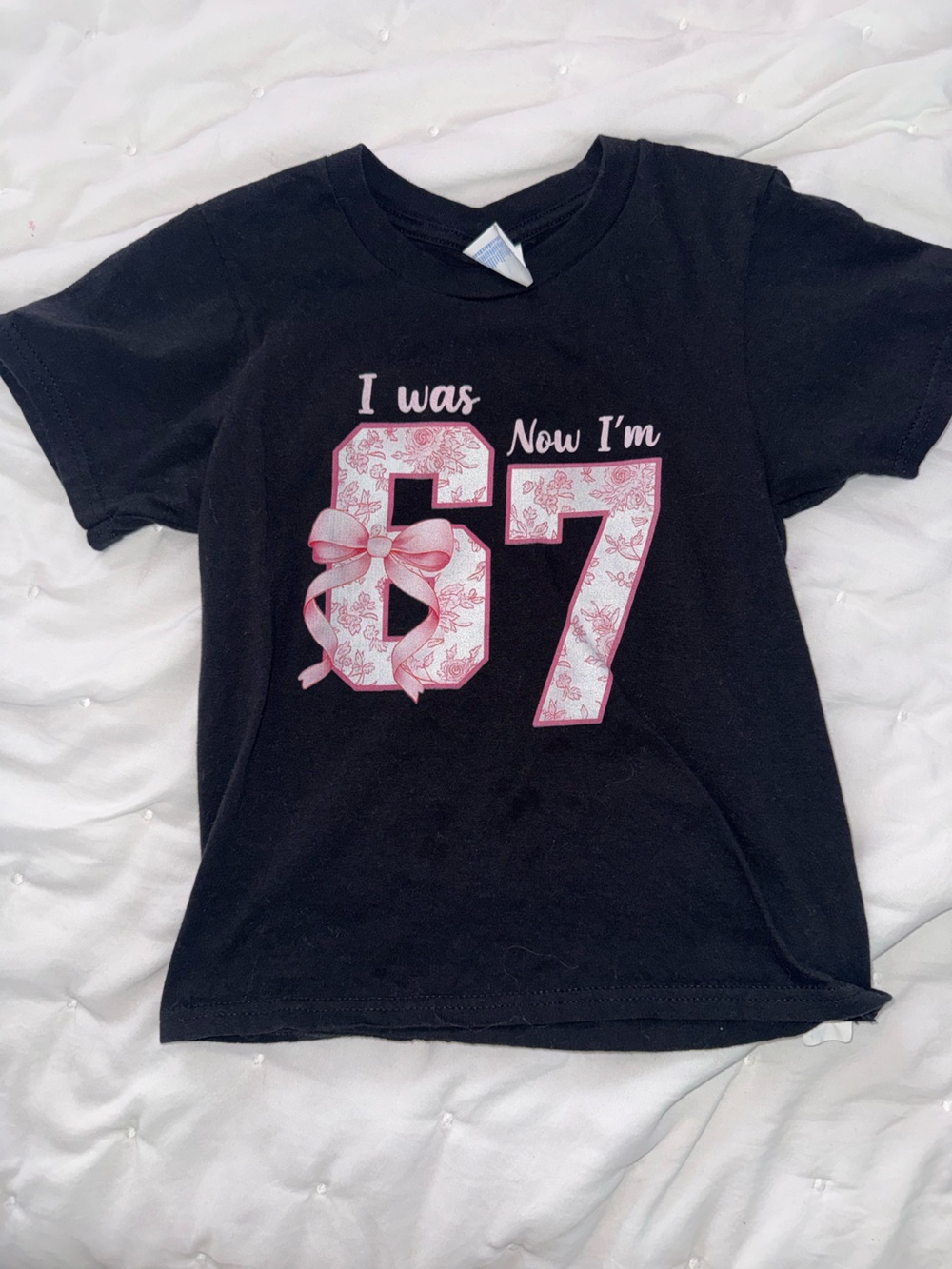Kids Black  Top with Pink Number '67' Graphic